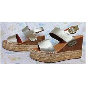 Soda Weekend Trip Wedge Sandals in Gold